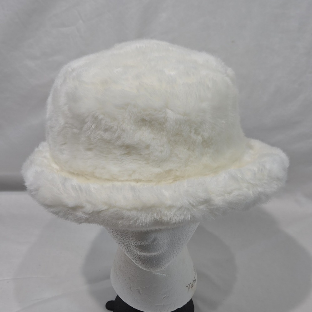 Unbranded Faux Fur Bucket Hat Womens OS Cream White Excellent Made in Italy